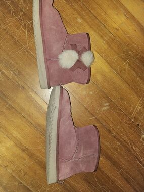 Koolaburra Pink Suede Pom-Pom Winter Boots